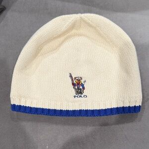 Polo by Ralph Lauren Cream and Blue Kids Beanie